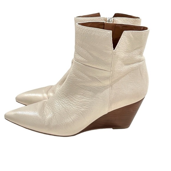 Franco Sarto Amsterdam Ankle Wedge Cream Leather Booties size 6.5 - Picture 2 of 10